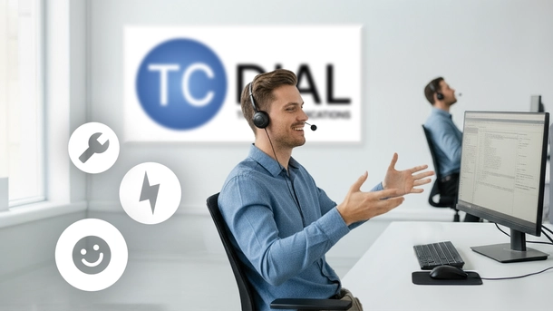 Un homme assis devant l’ordinateur, dans une posture évoquant l’explication d’un problème.